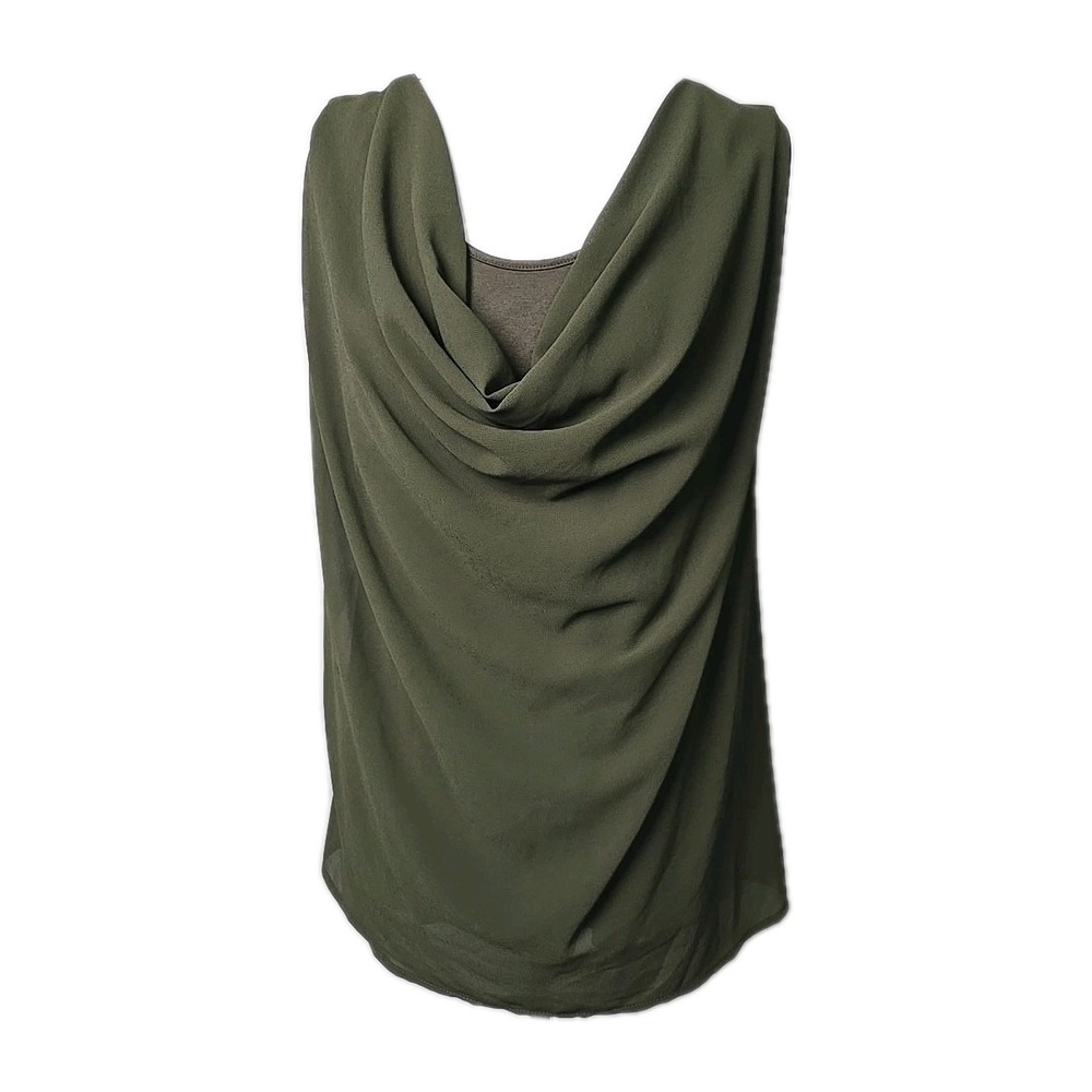 East‎ Adeline Olive Green Drape Jersey Layered Contrast Tank Top 2X